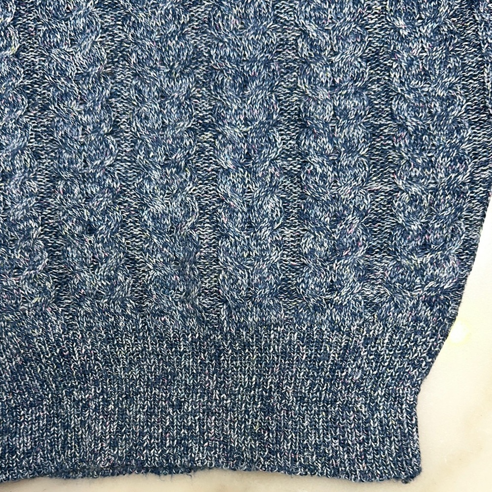 Ashley By 26 International • Blue Crew Neck Sweater Chunky Knit Cropped - M - Picture 3 of 9